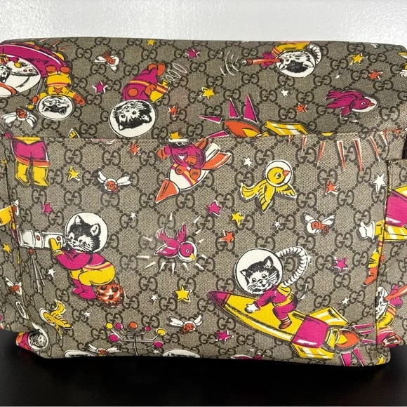 Gucci GG Supreme Monogram Space Cats Diaper Bag Orange - Picture 9 of 16